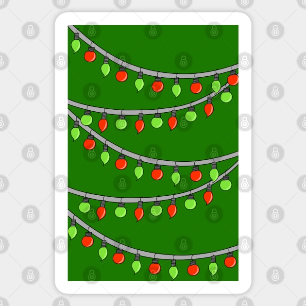 Red and Green Ornament String Lights Christmas Tree Design, made by EndlessEmporium Sticker by EndlessEmporium